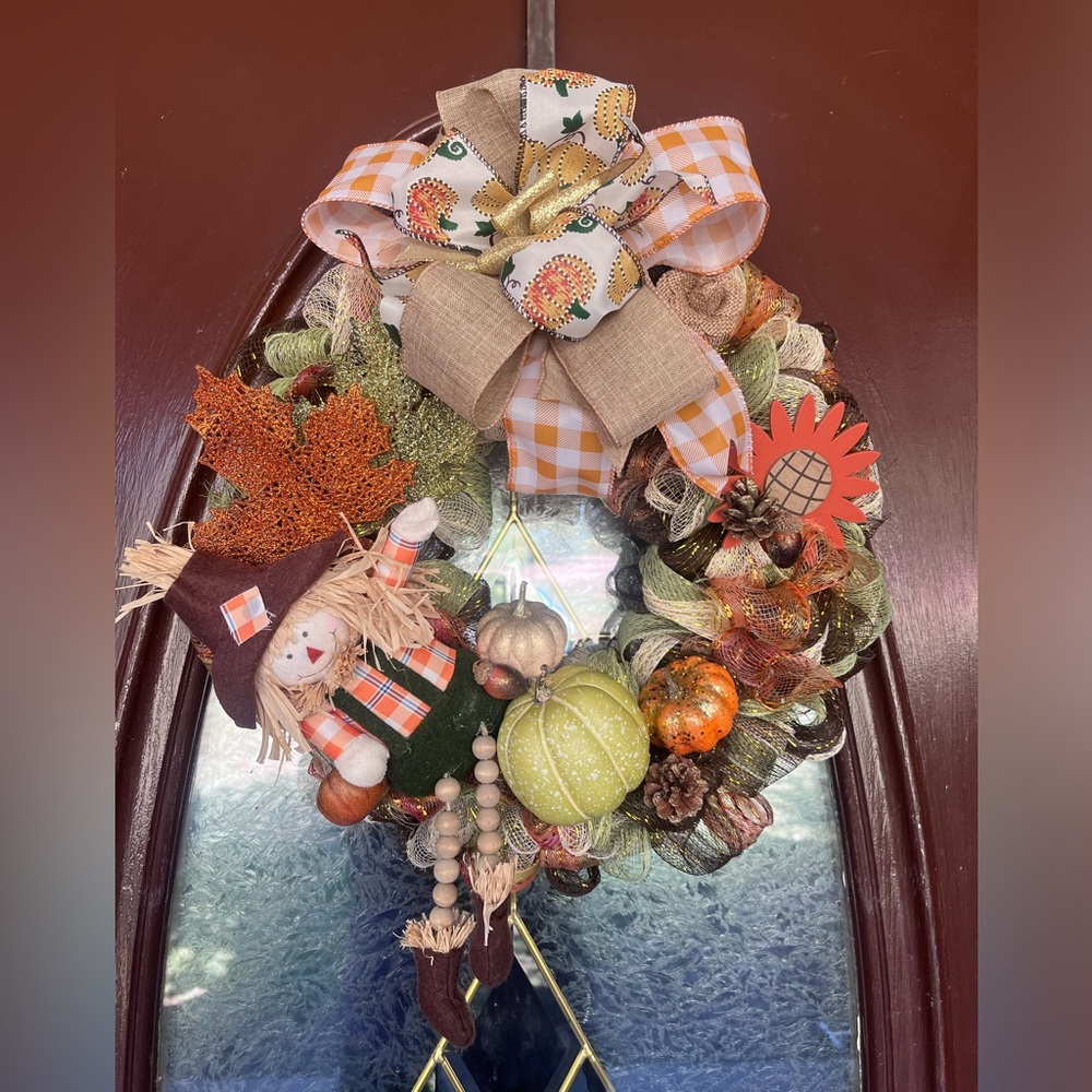 Handmade Fall Scarecrow Wreath